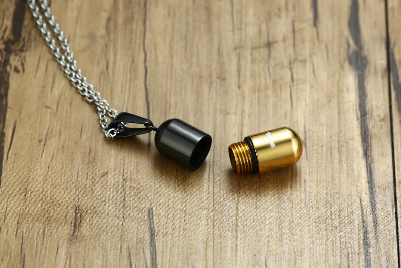 Stainless Steel Pill Perfume Bottle Pendant Necklace Wholesale