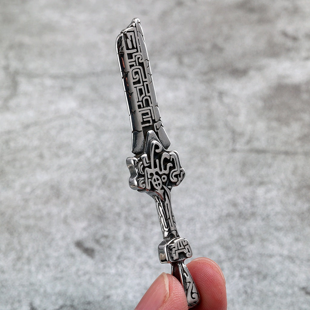 Vintage Dagger Stainless Steel Pendant Necklace