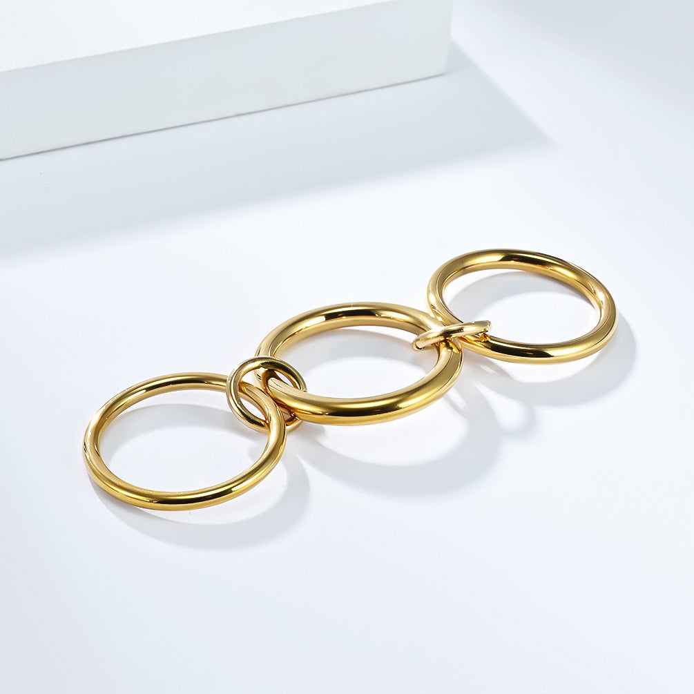 Planderful Three Layer Stacking Ring Set For Women Everyday Genie Steel Hand Jewelry