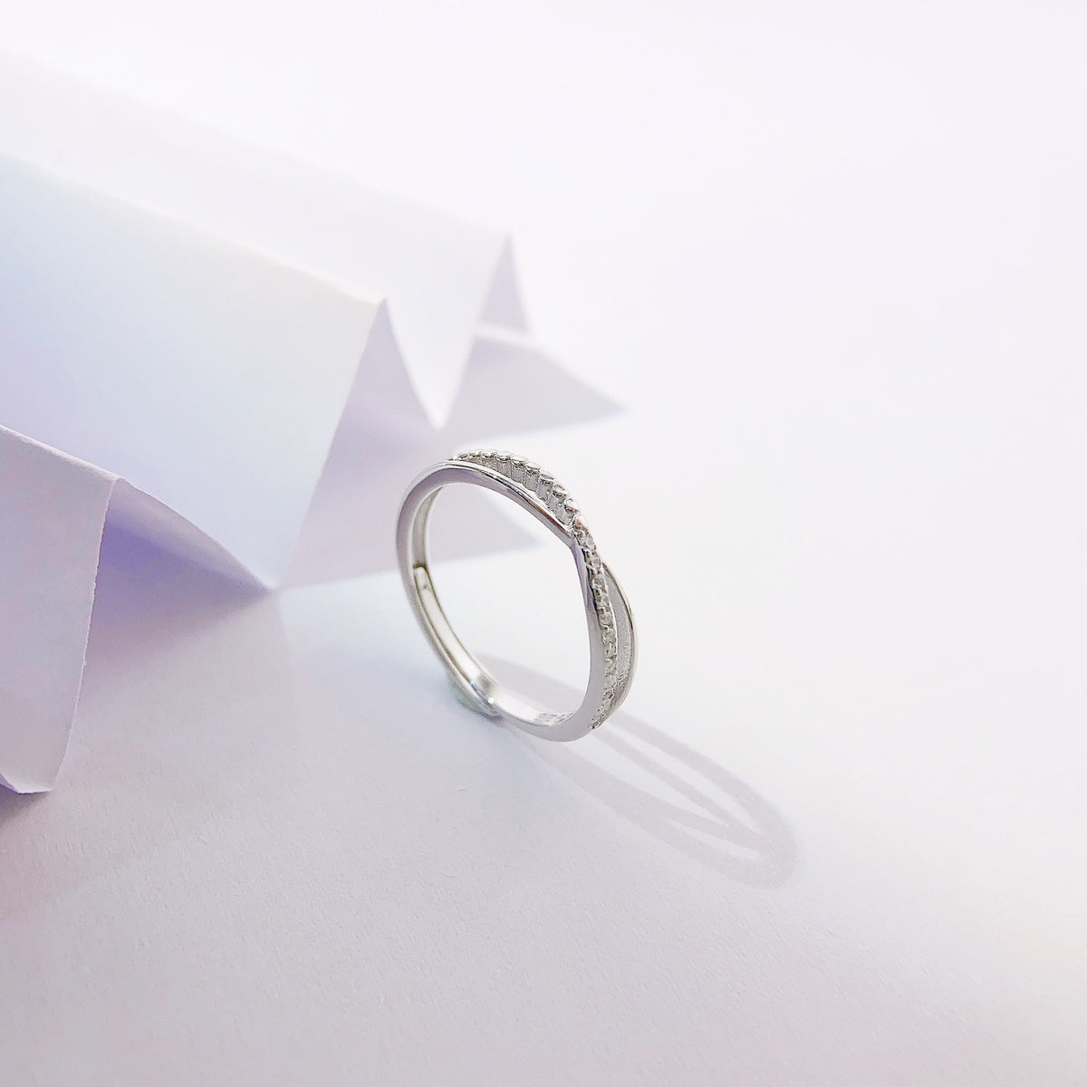 Sterling Silver Twisted Line Ring — Adjustable
