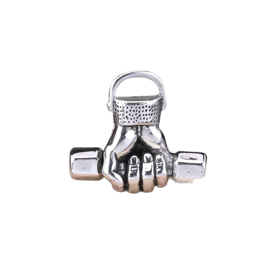 1. Planderful Everyday Genie Titanium Barbell Pendant Necklace For Men And Women Stainless Steel Gift