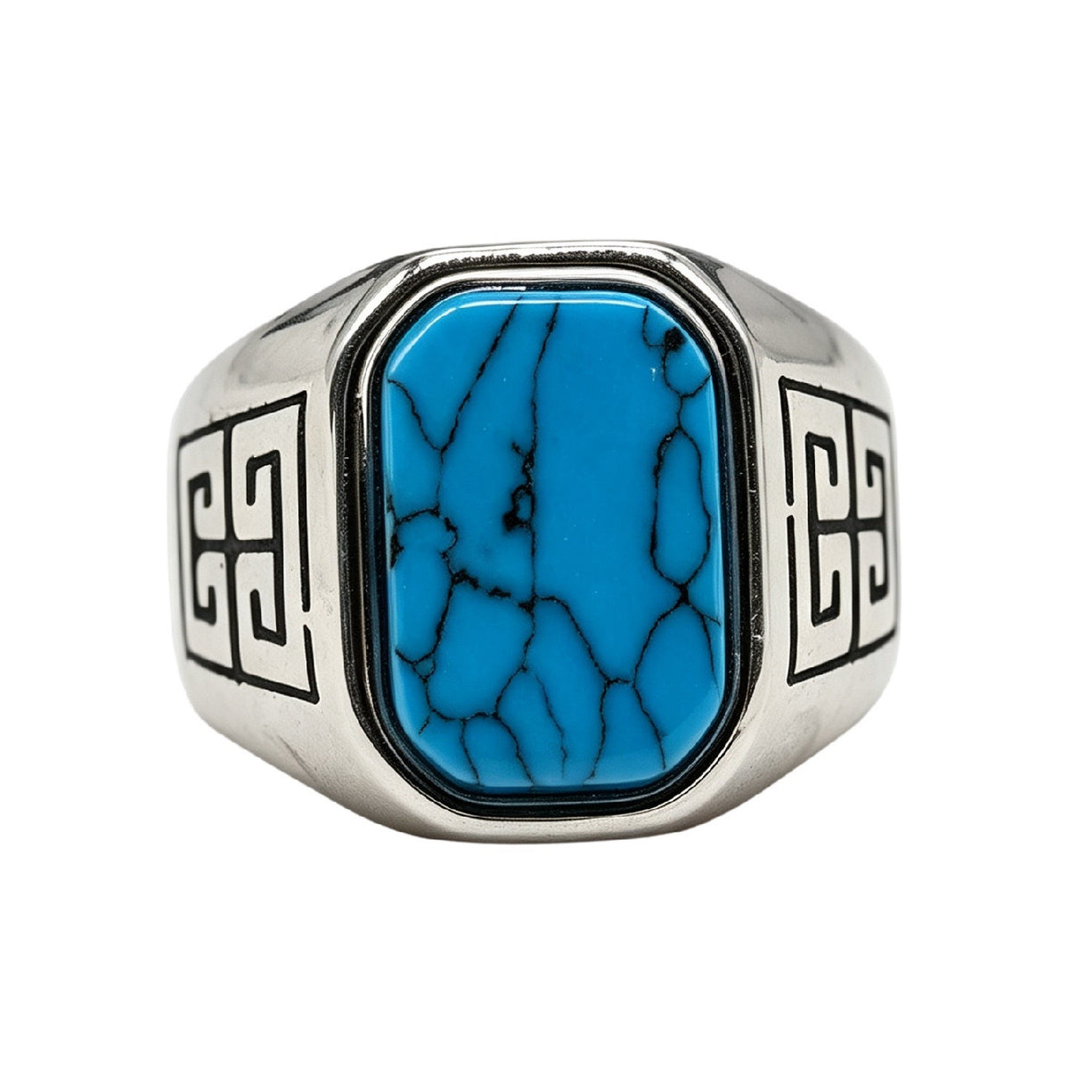 Turquoise Gemstone Titanium Steel Ring
