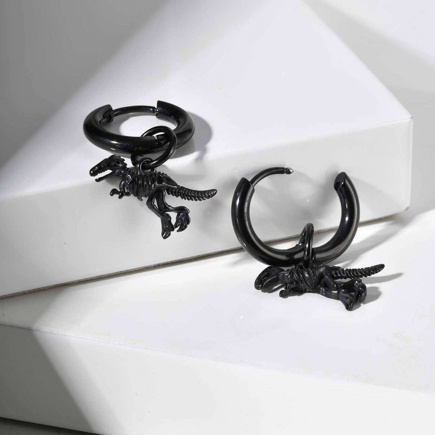 Planderful Steel Dinosaur Skeleton Earrings Unisex Gift