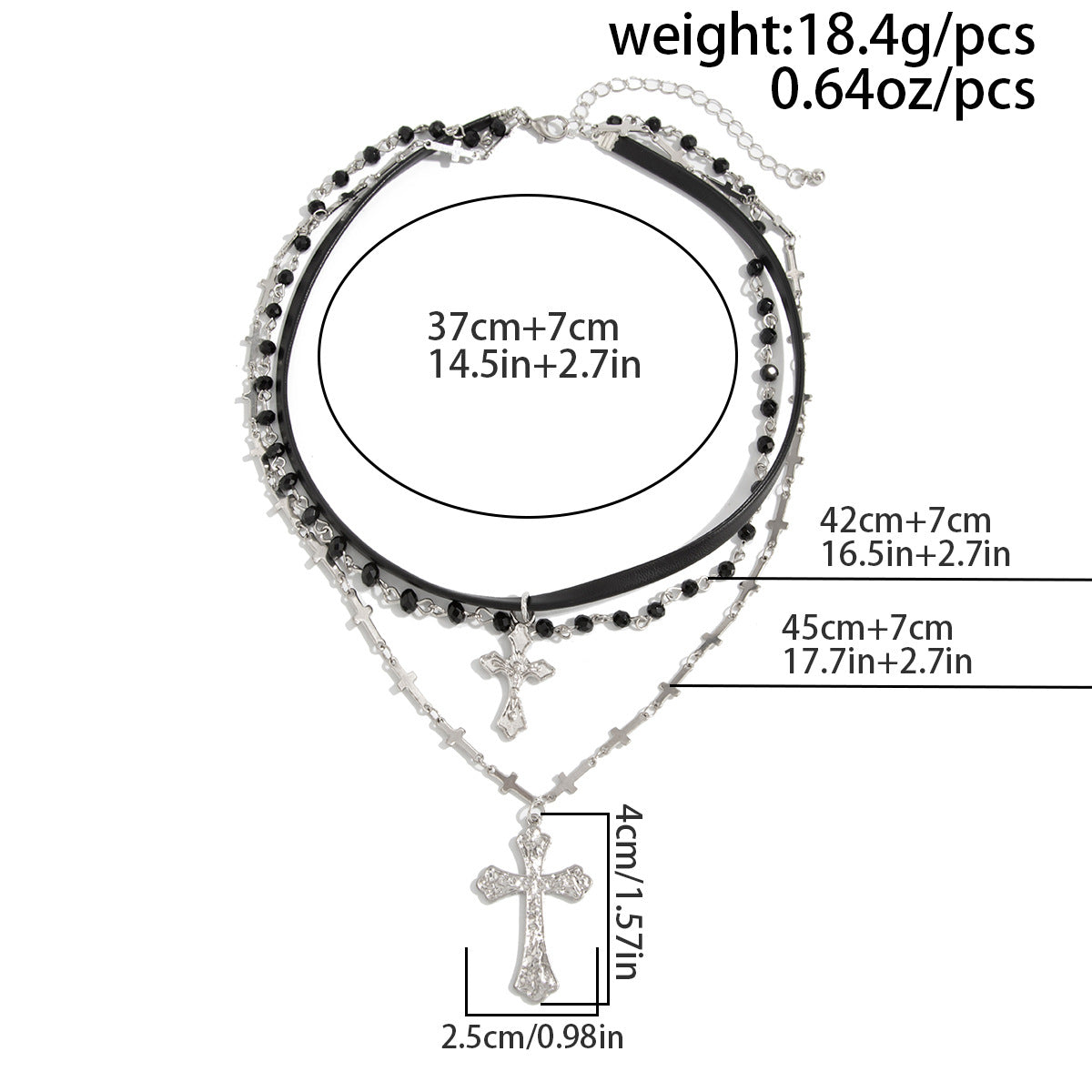 Crystal-Style Cross Layered Necklace