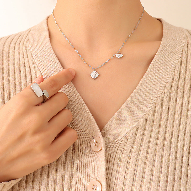 French Style Geometric Necklace with 18K Gold Plating - Hip-Hop Fashion Titanium Steel Jewelry