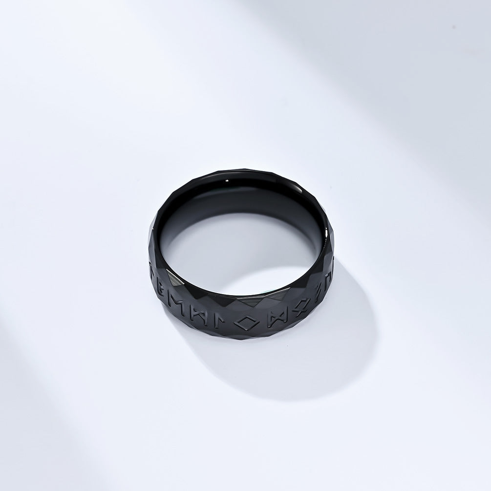 Planderful Viking Ring Nordic Text Titanium Steel For Men Durable Cultural Symbol Ring