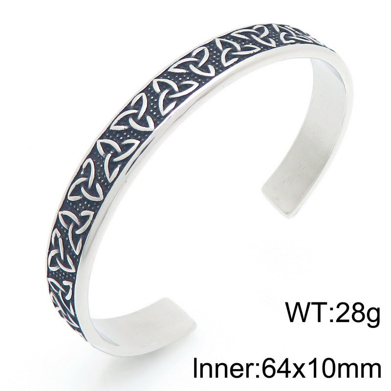 Viking Celtic Knot & Odin Rune Open Bracelet