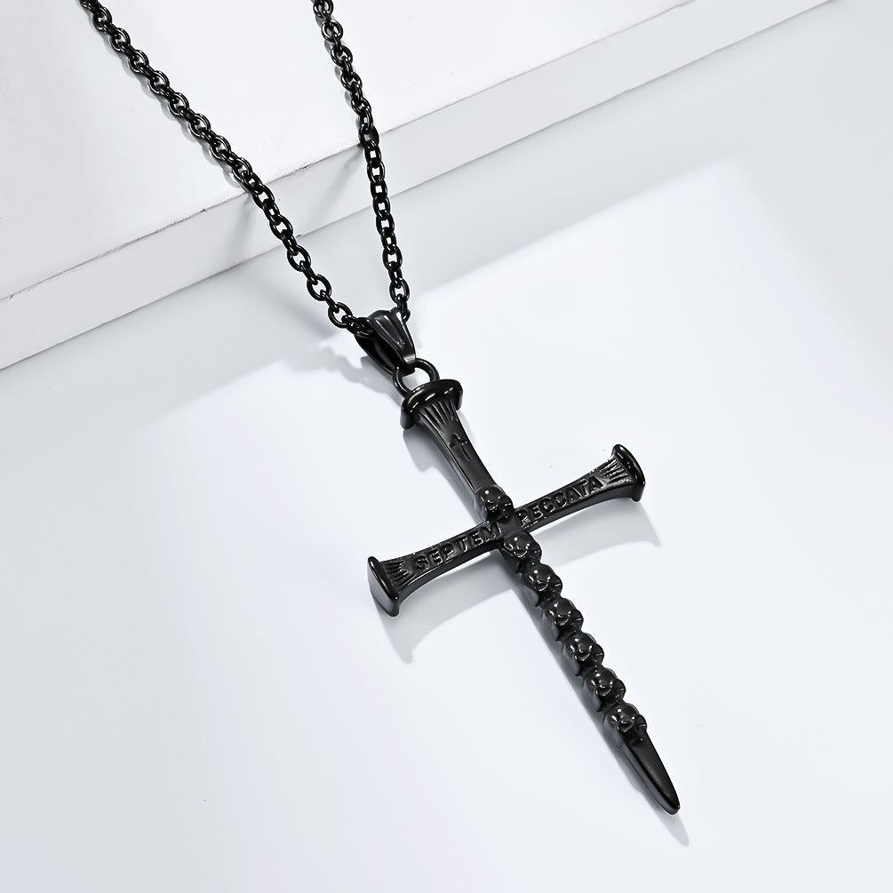 Cross-Border Dark Wind Skull Seven Deadly Sins Cross Necklace for Men