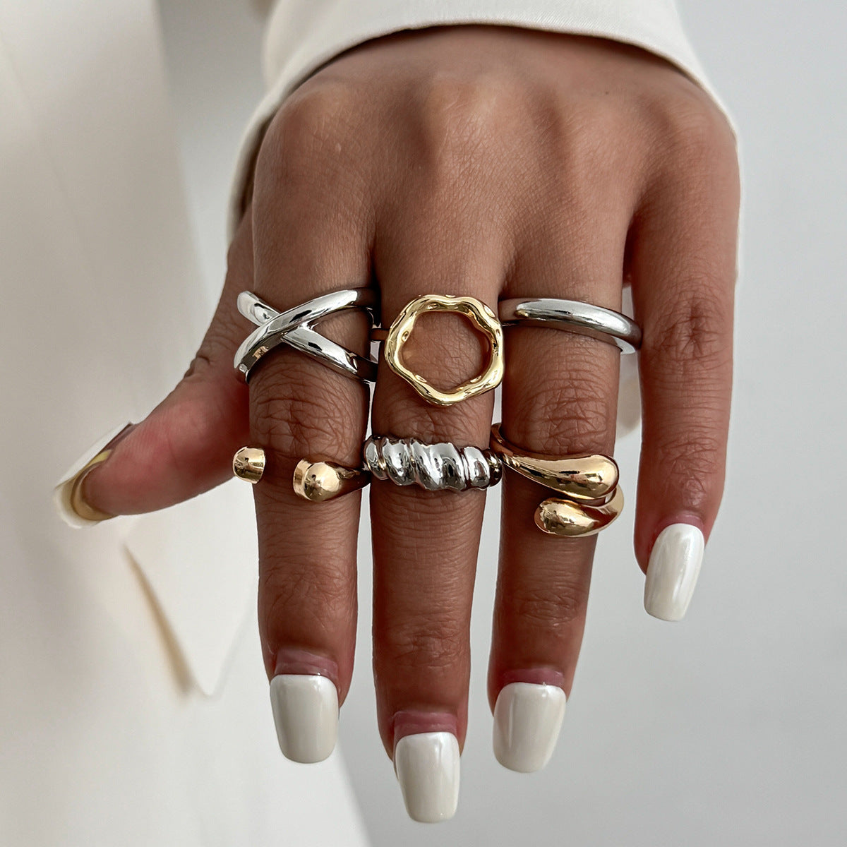 Planderful Vienna Verve Open Ring Set For Women Irregular Smooth Band With Statement Jewelry