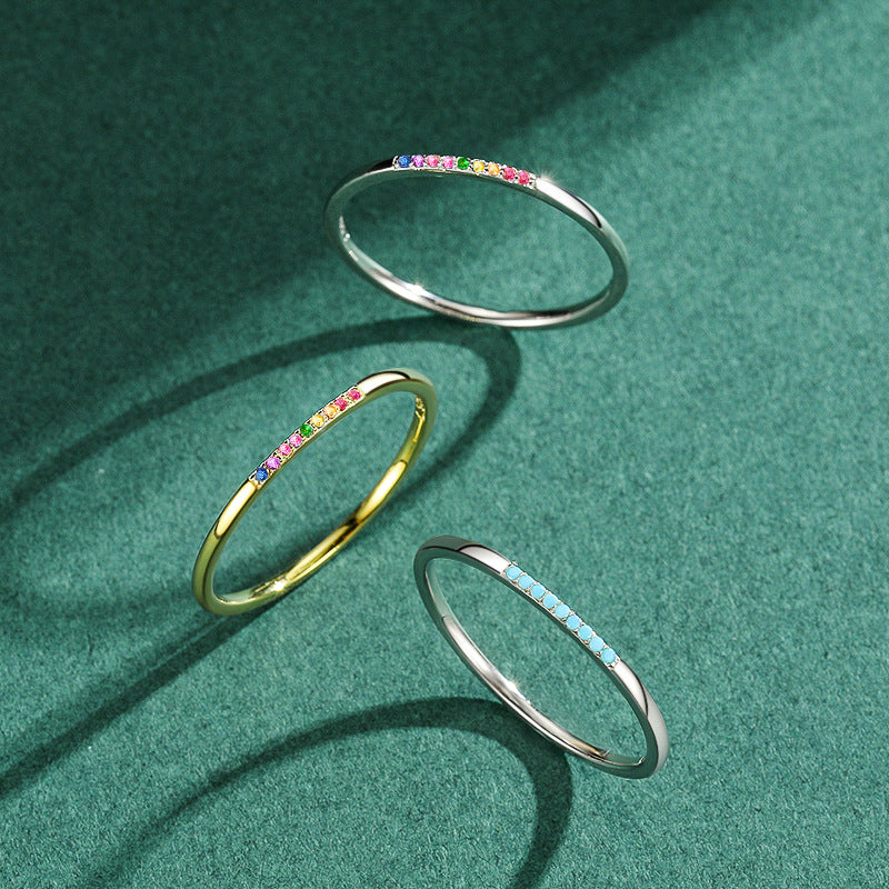 Starry Rainbow Sterling Silver Ring for Women - Size 5-10