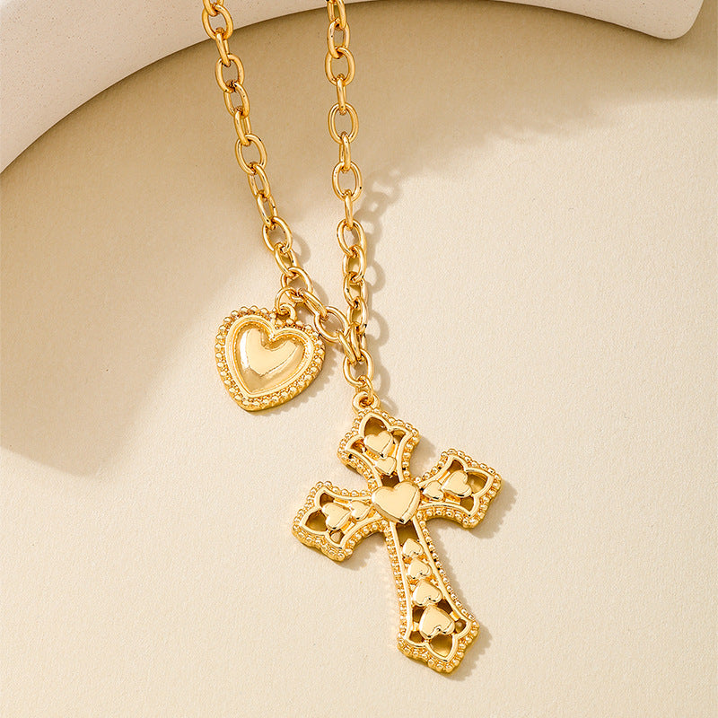 Planderful Vienna Verve Necklace – Retro Metal Cross Love Pendant