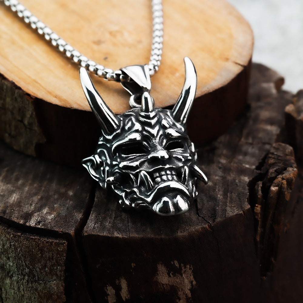 Golden Horn Silver Horn Prajna Necklace Male Ghost Mask