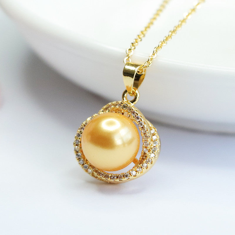 Champagne Shell Pearl Nest Pendant — No Chain