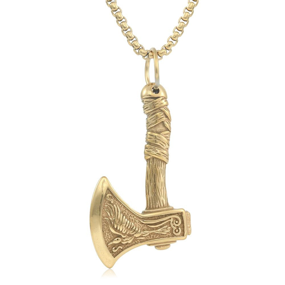 European And American Stainless Steel Axe Pendant Necklace
