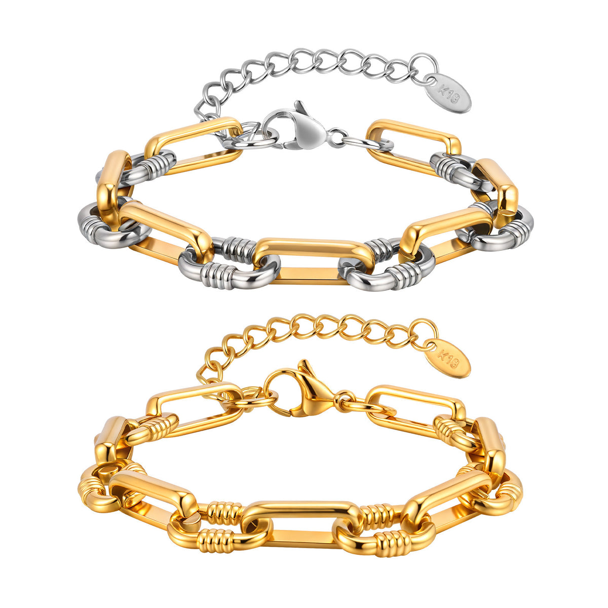 And Embossed Oval Handmade Stainless Steel Bracelet for Women
