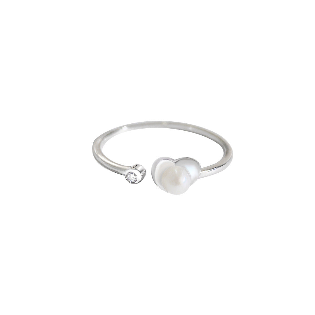 S925 Sterling Silver Freshwater Pearl Ring — Adjustable