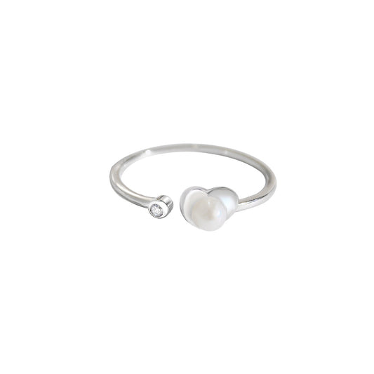 S925 Sterling Silver Freshwater Pearl Ring — Adjustable