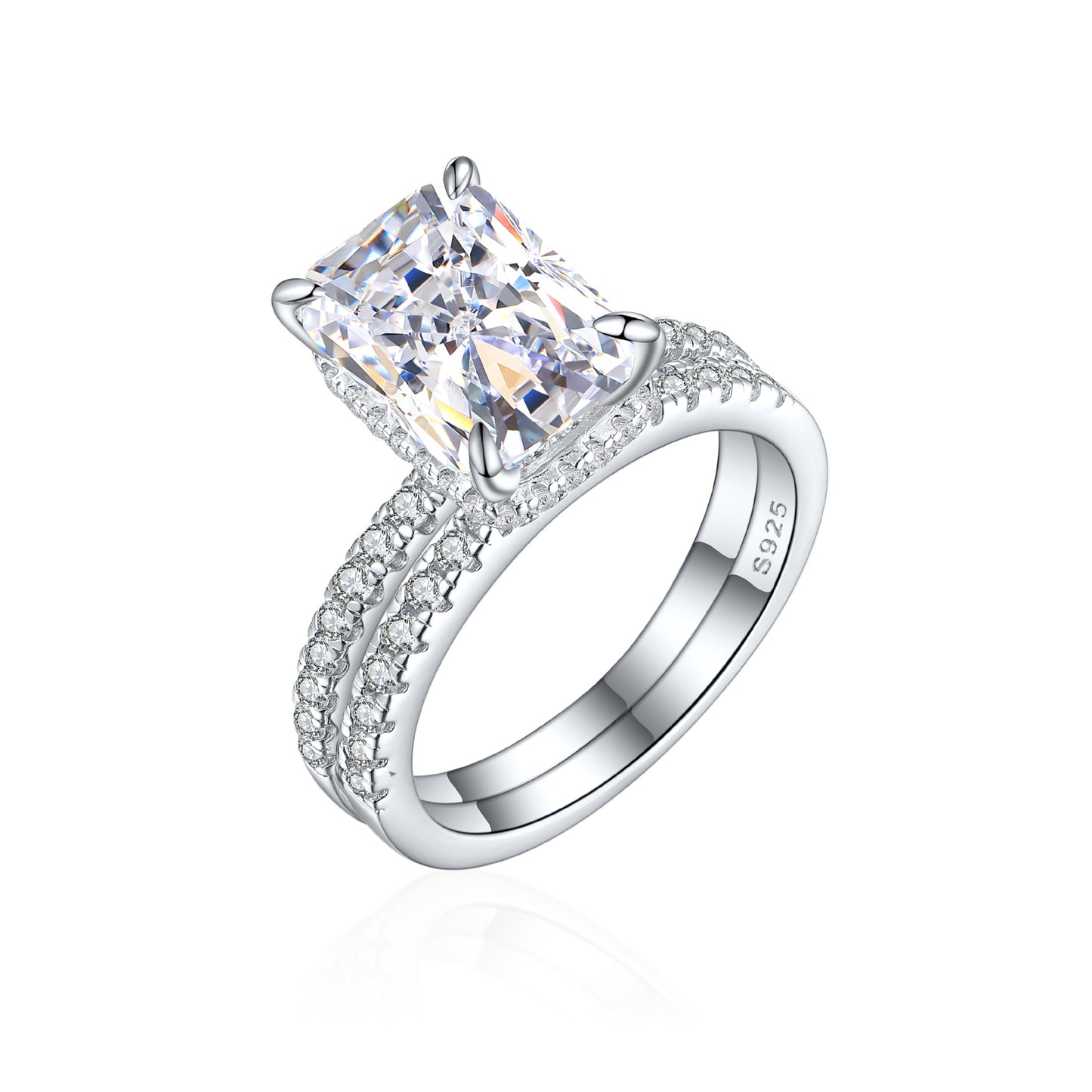 925 Sterling Silver 4ct Ice Flower Cutting Ring with Zircon