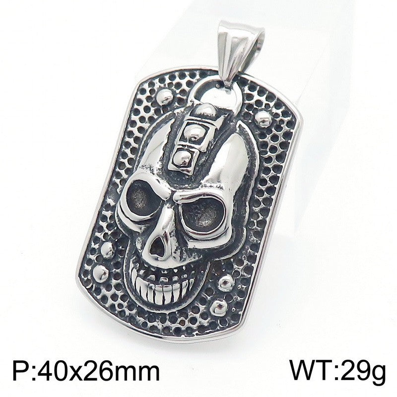 Gothic Skull Titanium Steel Pendant with Retro Devil's Eye for Halloween Decor