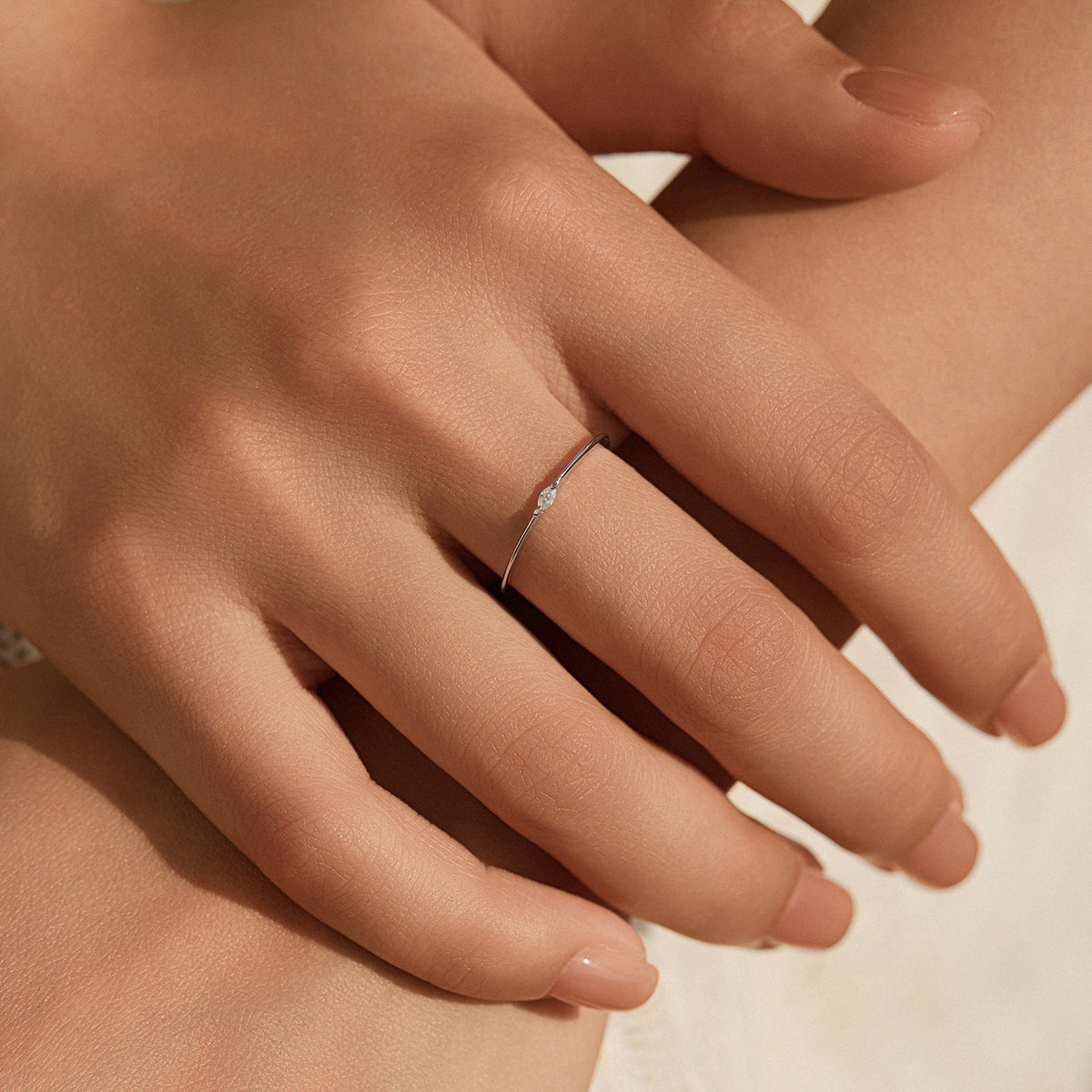 S925 Sterling Silver Minimalist Moissanite Stacking Band