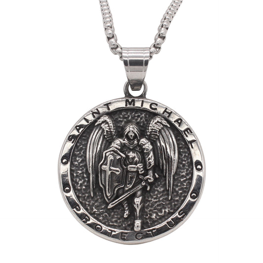 Planderful Jewelry Vintage Angel Wings Titanium Pendant for Men Personalization Option