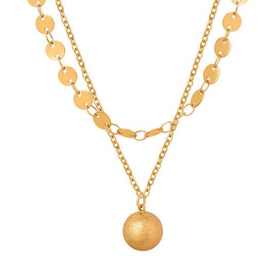Elegant Titanium Gold-Plated Ball Pendant Necklace for Women
