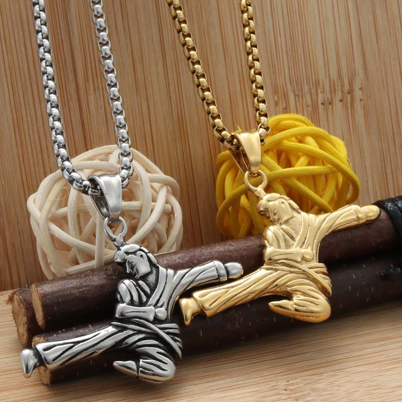 Titanium Steel Martial Arts Pendant - Trendy Punk Necklace for Men by Planderful
