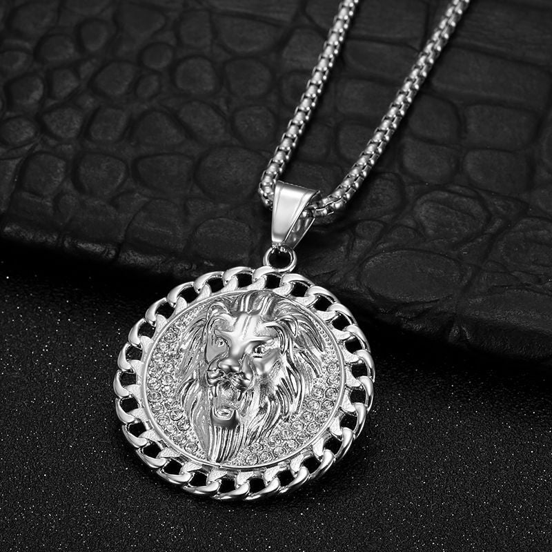 Planderful Everyday Genie Lion Head Cuban Chain Necklace Stainless Steel For Hip Hop Fans