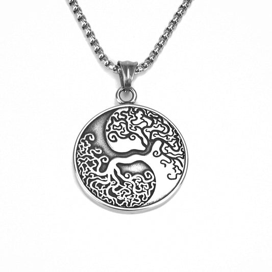 European And American Jewelry Stainless Steel Men's Pendant Necklace Retro Hip Hop Tree Of Life