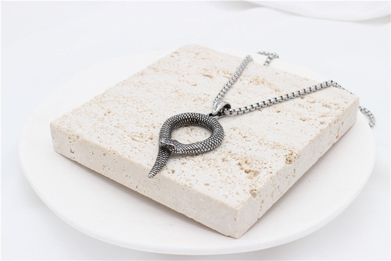 Personalized Retro European American Style Snake Pendant Titanium Steel Unisex Necklace Protection By Planderful