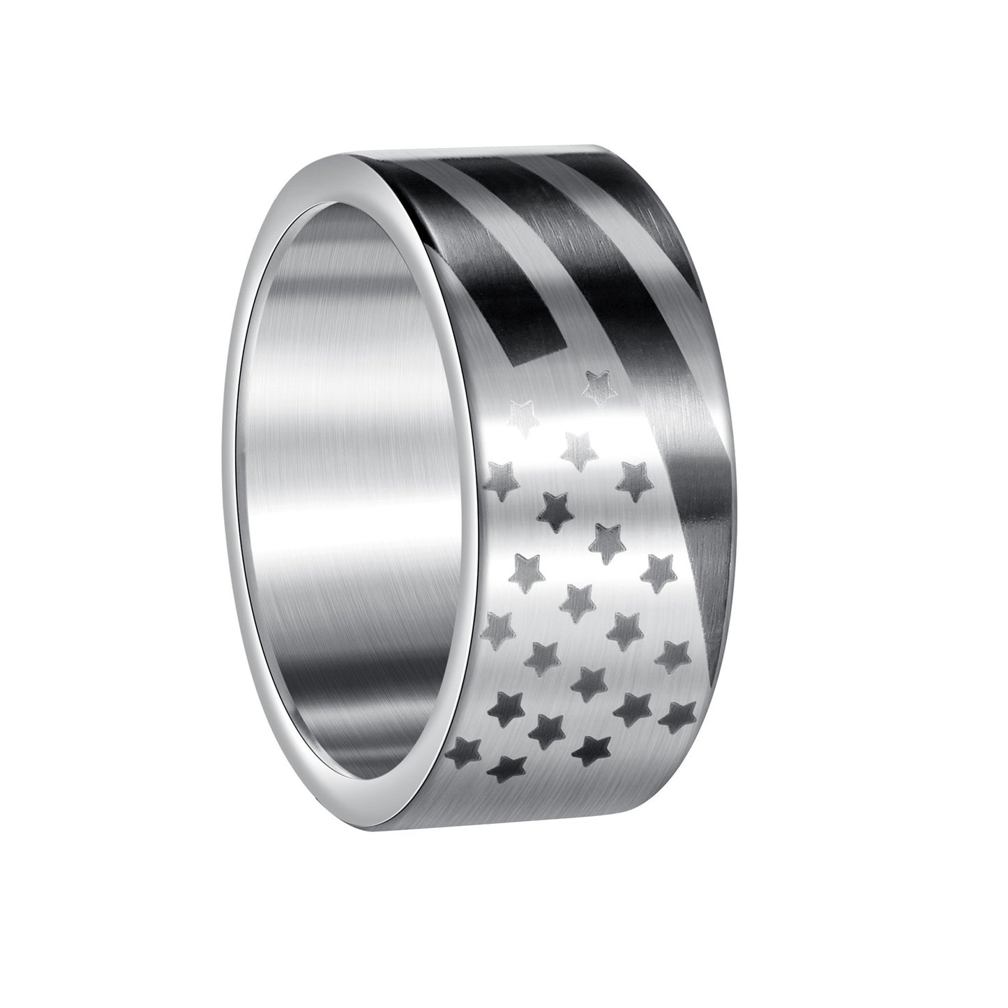 Planderful Men's 10mm Titanium Steel Ring American Flag