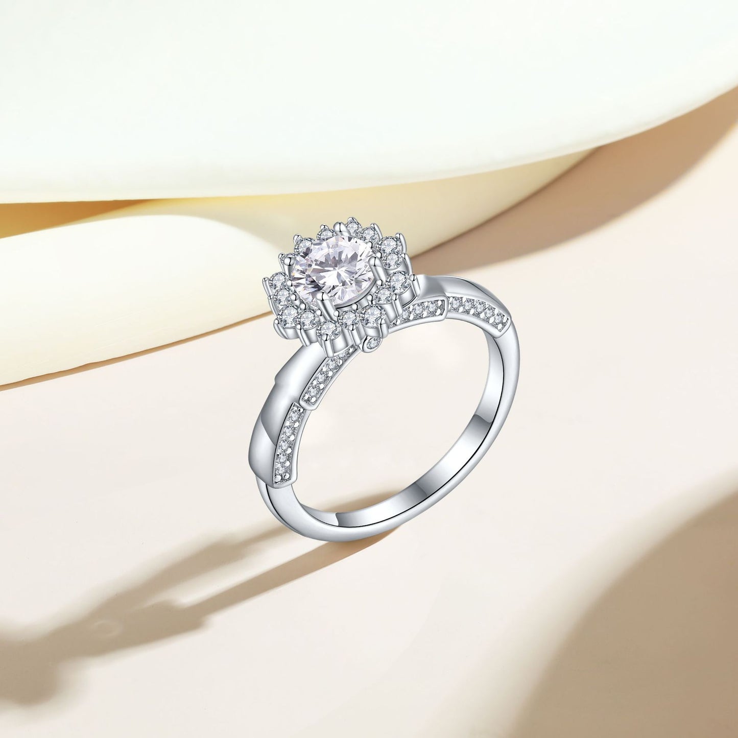 Planderful Sunflower Sterling Silver Zircon Ring 925 For Women Elegant Everyday Jewelry Wedding Gift Size 5 To 10