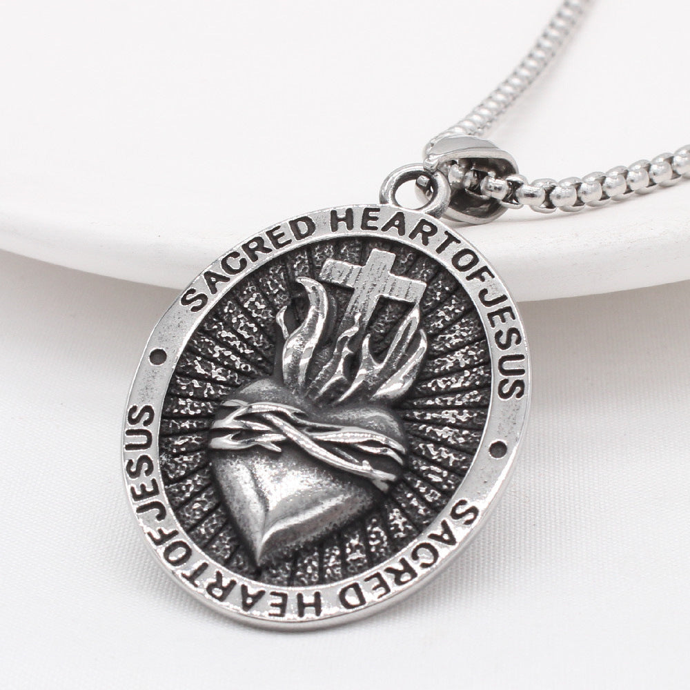 Titanium Steel Heart Cross Pendant Necklace For Men And Women Planderful Genie Unisex Jewelry Protective Statement