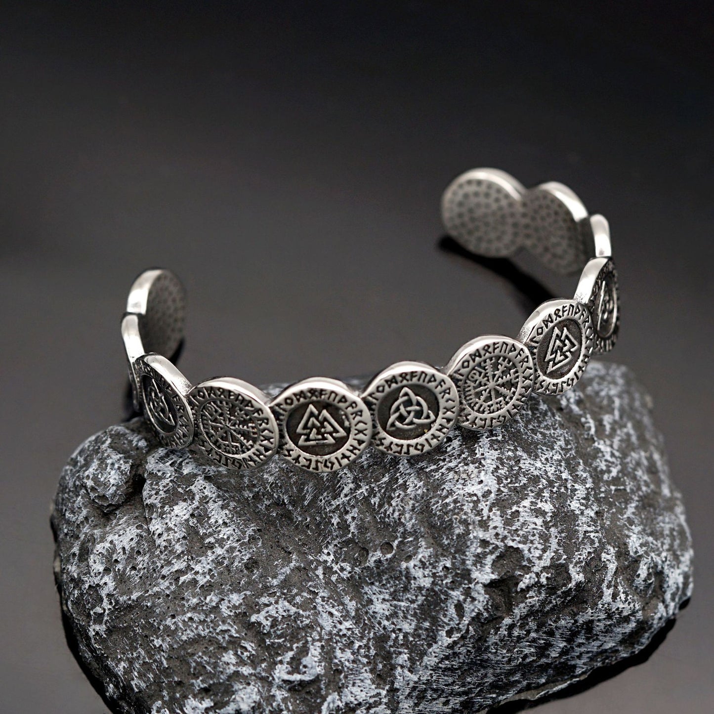 Planderful Odin Rune Viking Bracelet Unisex Titanium Steel Retro Opening Protection Symbol
