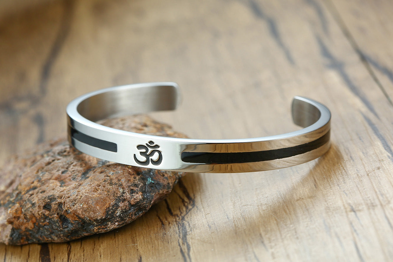 Titanium Steel Men's Opening Bracelet C-Shaped European Style