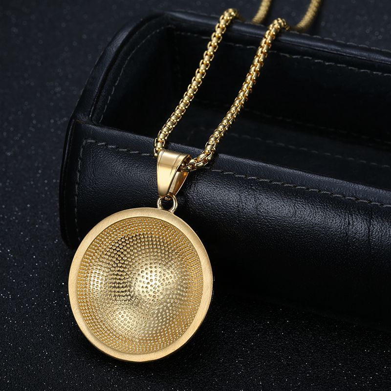 Planderful Everyday Genie Hip Hop Football Pendant Necklace Premium Stainless Gold Plated Zircon for Urban Fans