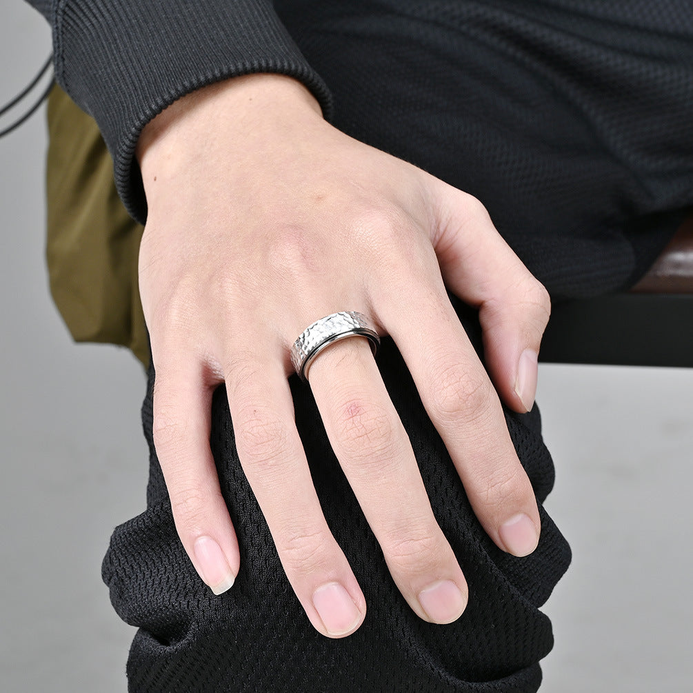 Planderful Titanium Steel Rotatable Ring With Honeycomb Pattern For Unisex Daily Wear