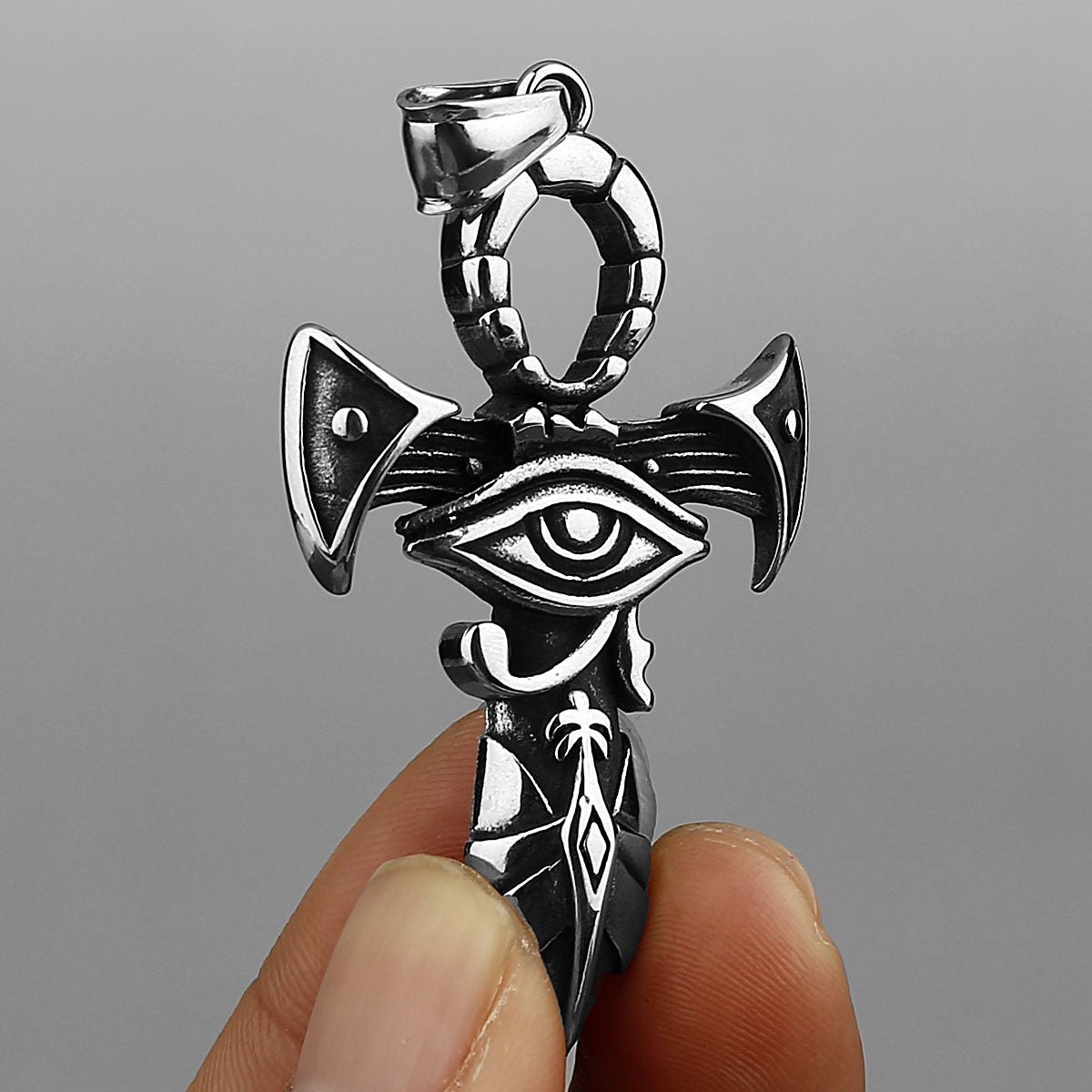 1. Planderful Egyptian Eye Necklace Titanium Steel Men