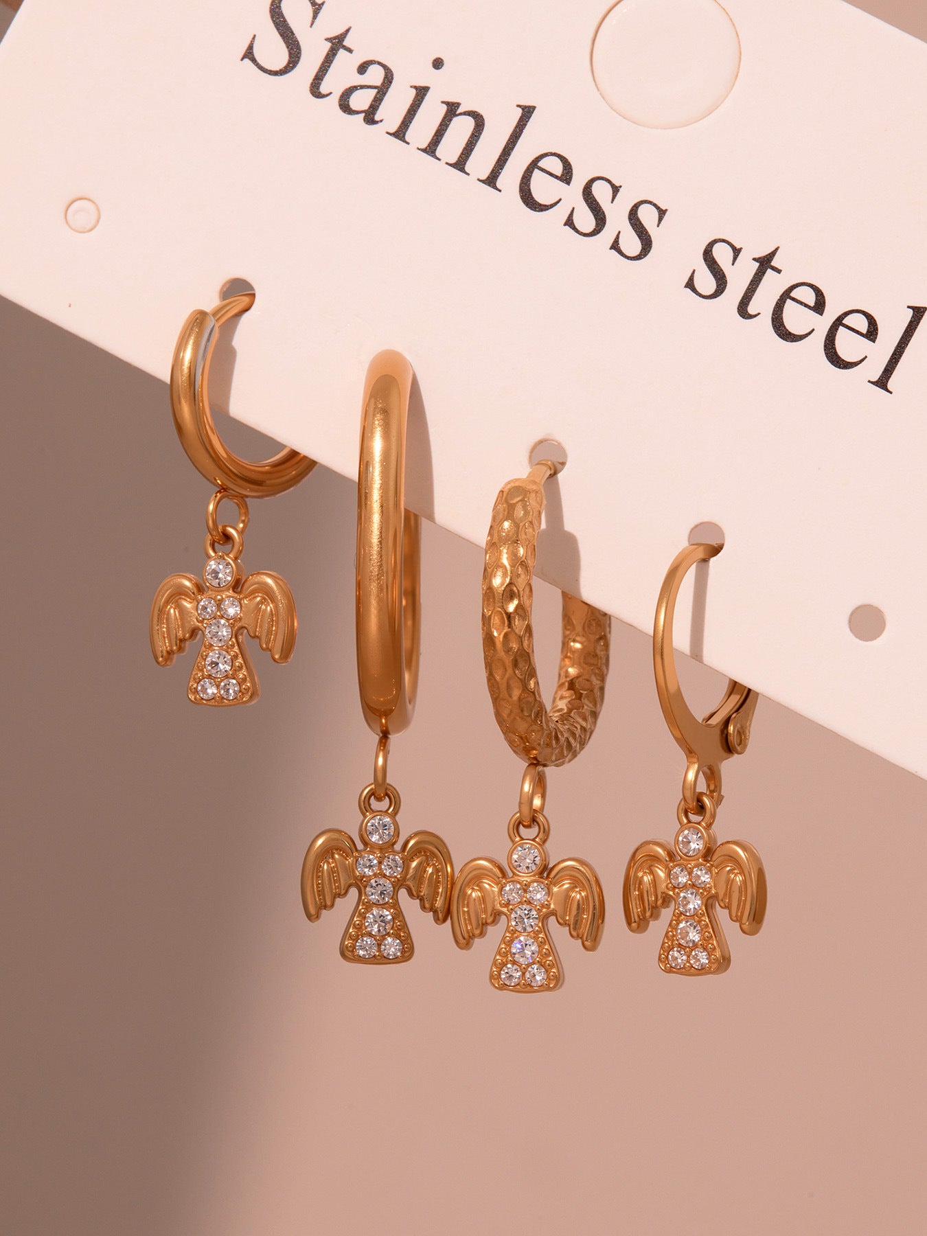 Planderful Zircon Angel Pendant Earrings For Women