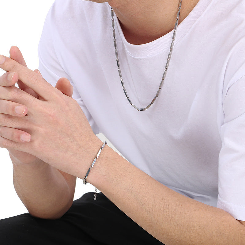 Hip Hop Personalized Rhombus Bamboo Chain Necklace for Men