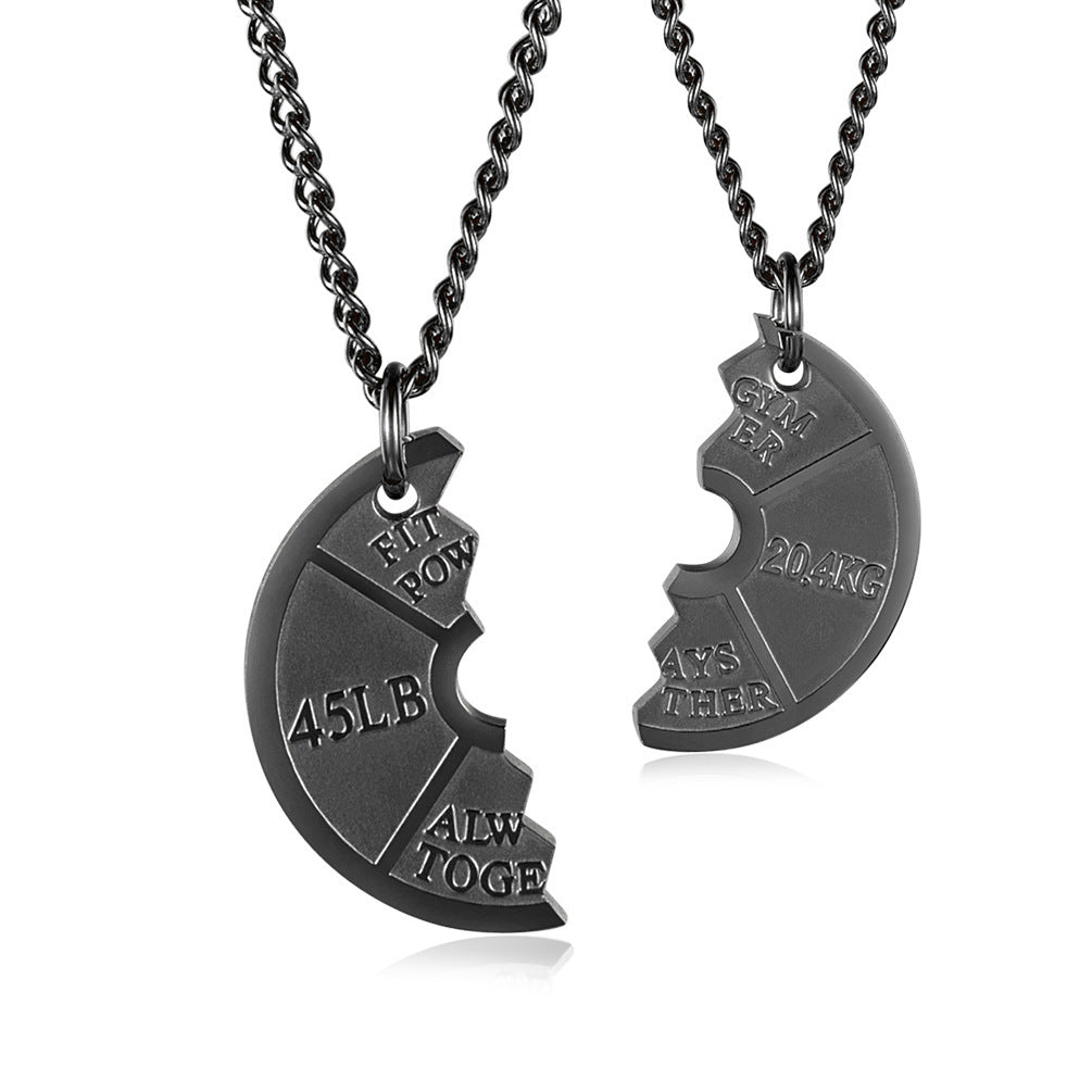 Planderful Barbell Pendant Necklace Stainless Steel Unisex Gift For Him And Her Everyday