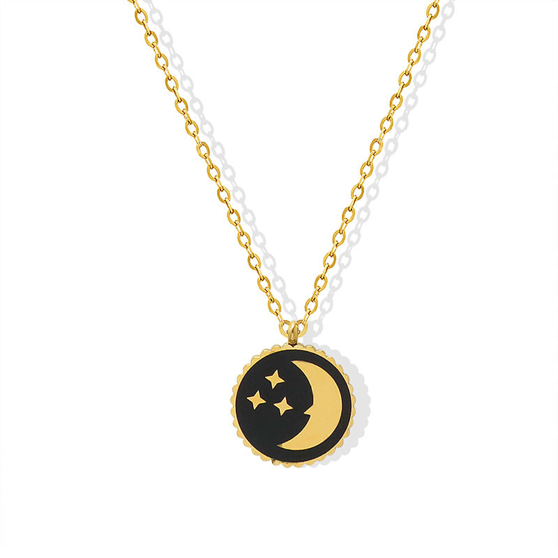 Celestial Charm Necklace - Trendy Star Moon Pendant with Gold Chain