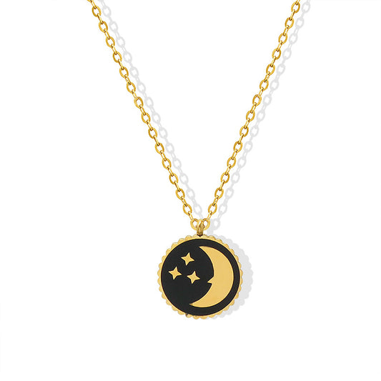 Celestial Charm Necklace - Trendy Star Moon Pendant with Gold Chain