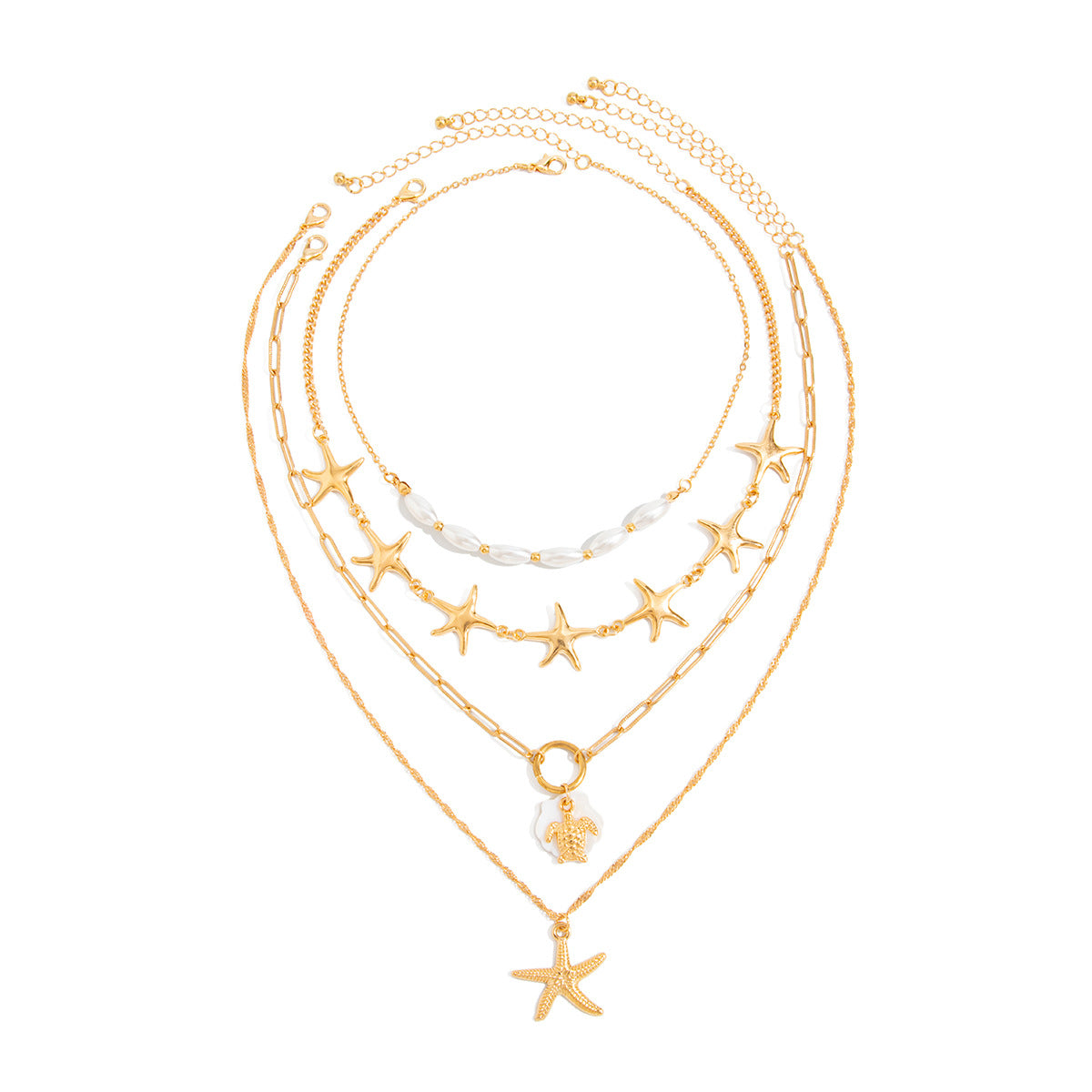 Starfish, Turtle & Pearl-Style Layered Necklace