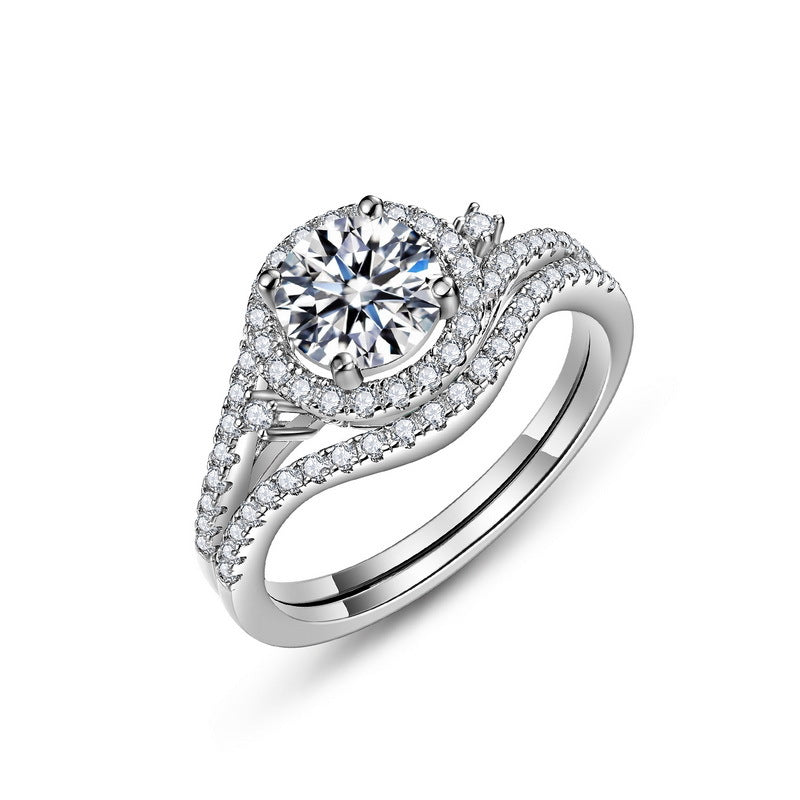 Planderful Stackable Moissanite Sterling Silver Ring – 6.5 × 6.5 mm, 1 ct – Style 2