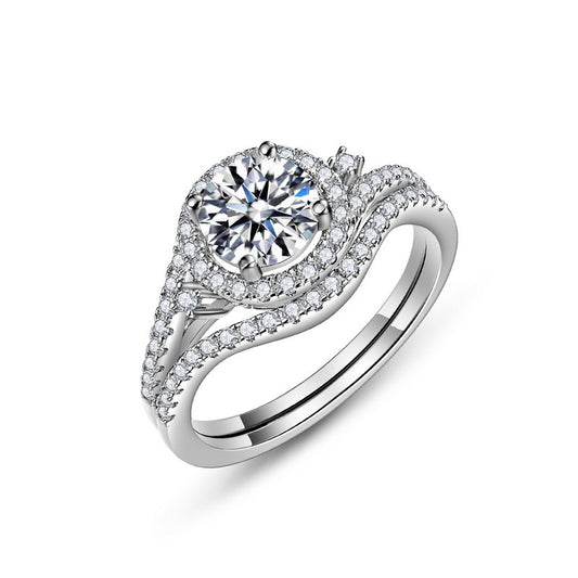 Planderful Stackable Moissanite Sterling Silver Ring – 6.5 × 6.5 mm, 1 ct – Style 2