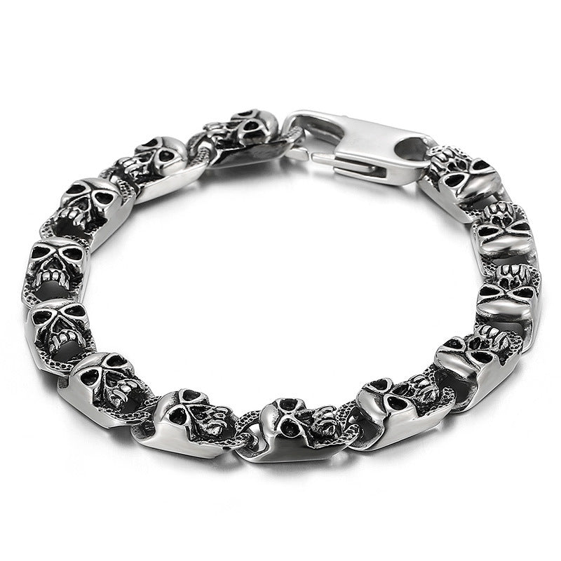 Antique Men's Titanium Steel Skull Bracelet