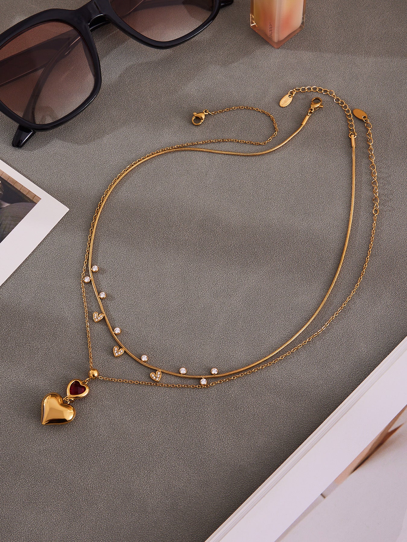 Planderful Light Luxury Heart Shaped Zircon Pendant Women