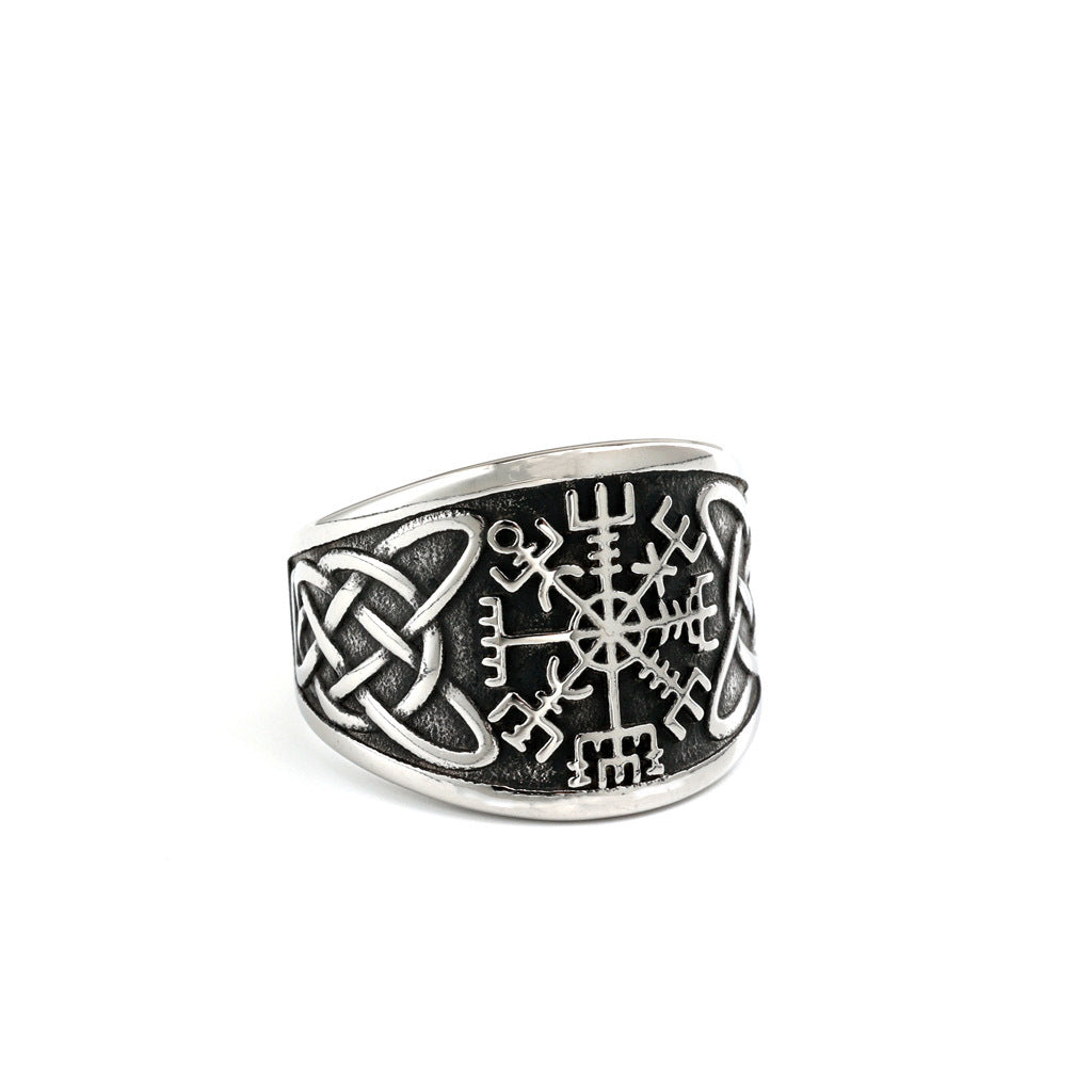 Vintage Viking Compass Stainless Steel Men's Ring