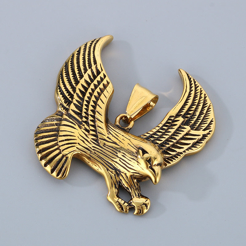Retro Eagle Wings Pendant - European and American Style Stainless Steel Men's Jewelry
